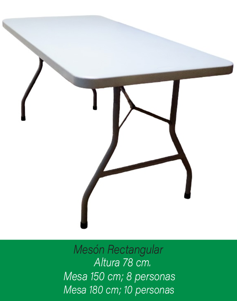 Mesón Rectangular Plástico 150cm (8 personas)